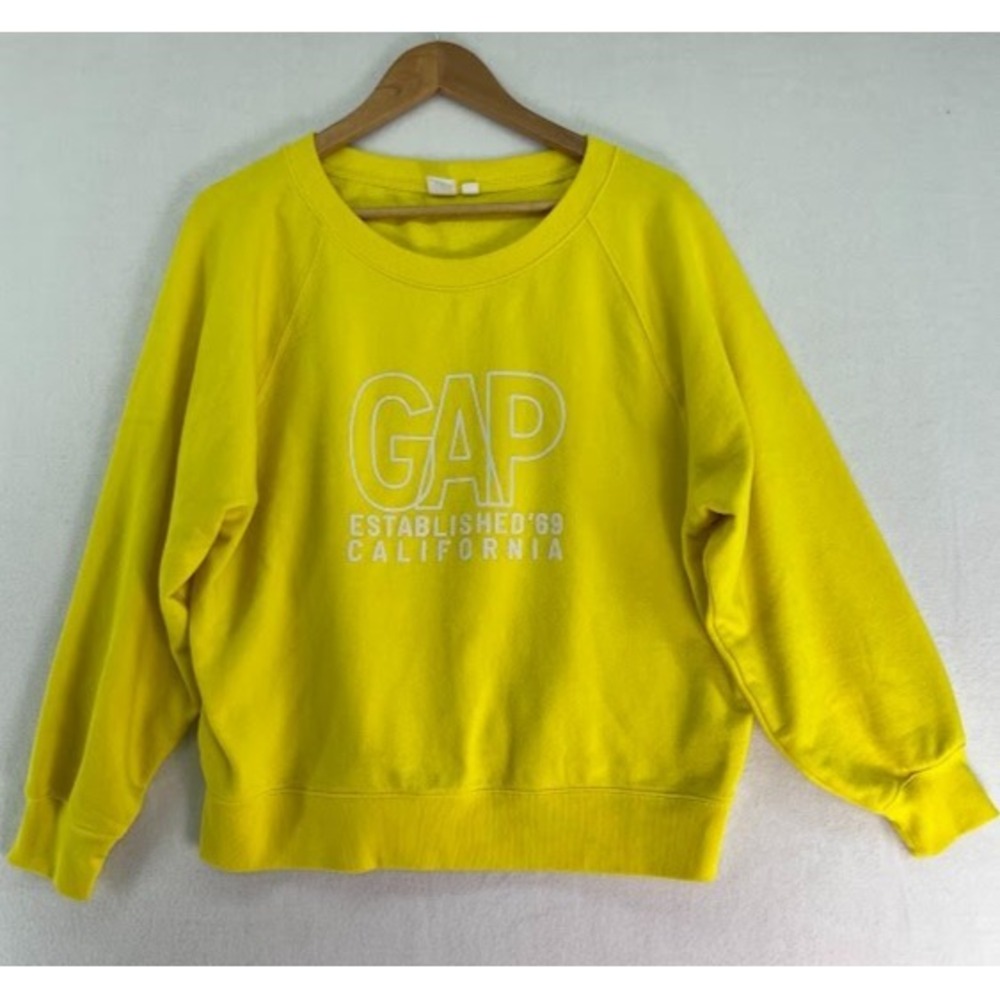Gap Women's‎ Size Large Neon Yellow Cropped Sweatshirt Logo